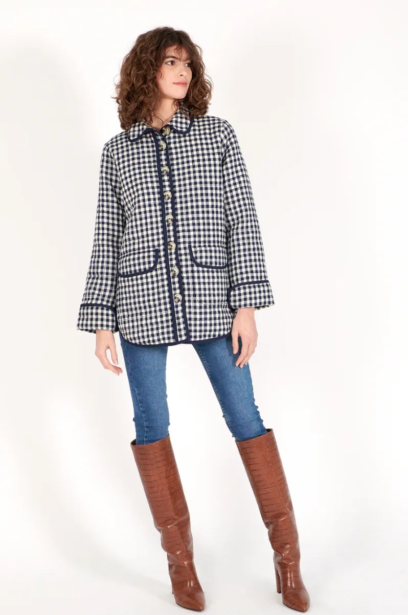 Maddie Jacket Indigo Gingham