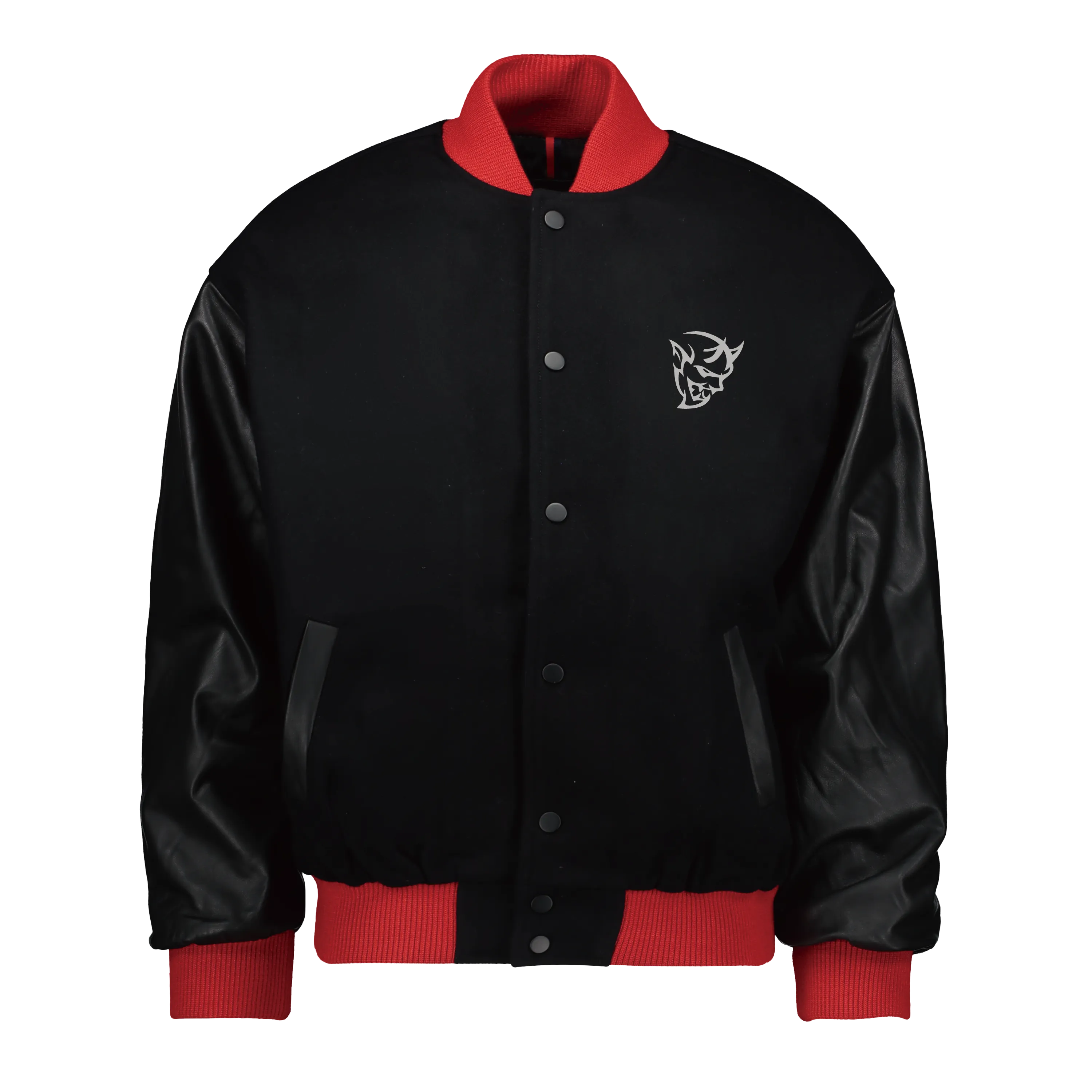 Marwin Sports Dodge Demon Red Rib Letterman Men's Jacket