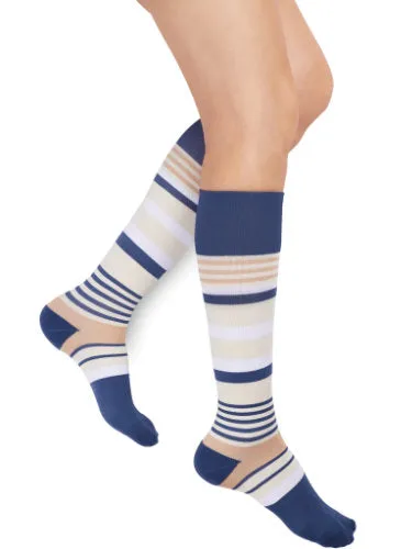 Mediven Rejuva Motley Stripe Socks, Knee High, Closed Toe