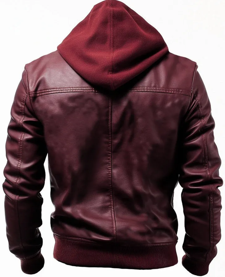 Men Classic Maroon Designer Biker Leather Jacket