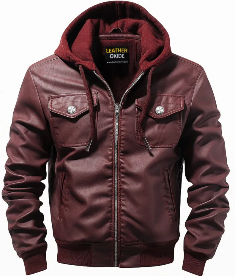 Men Classic Maroon Designer Biker Leather Jacket