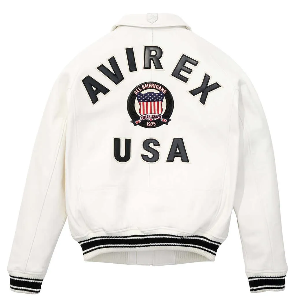 Mens Avirex Icon White Leather Jacket