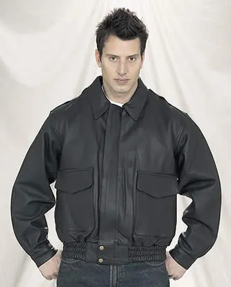 Mens Black Leather Bomber Jacket