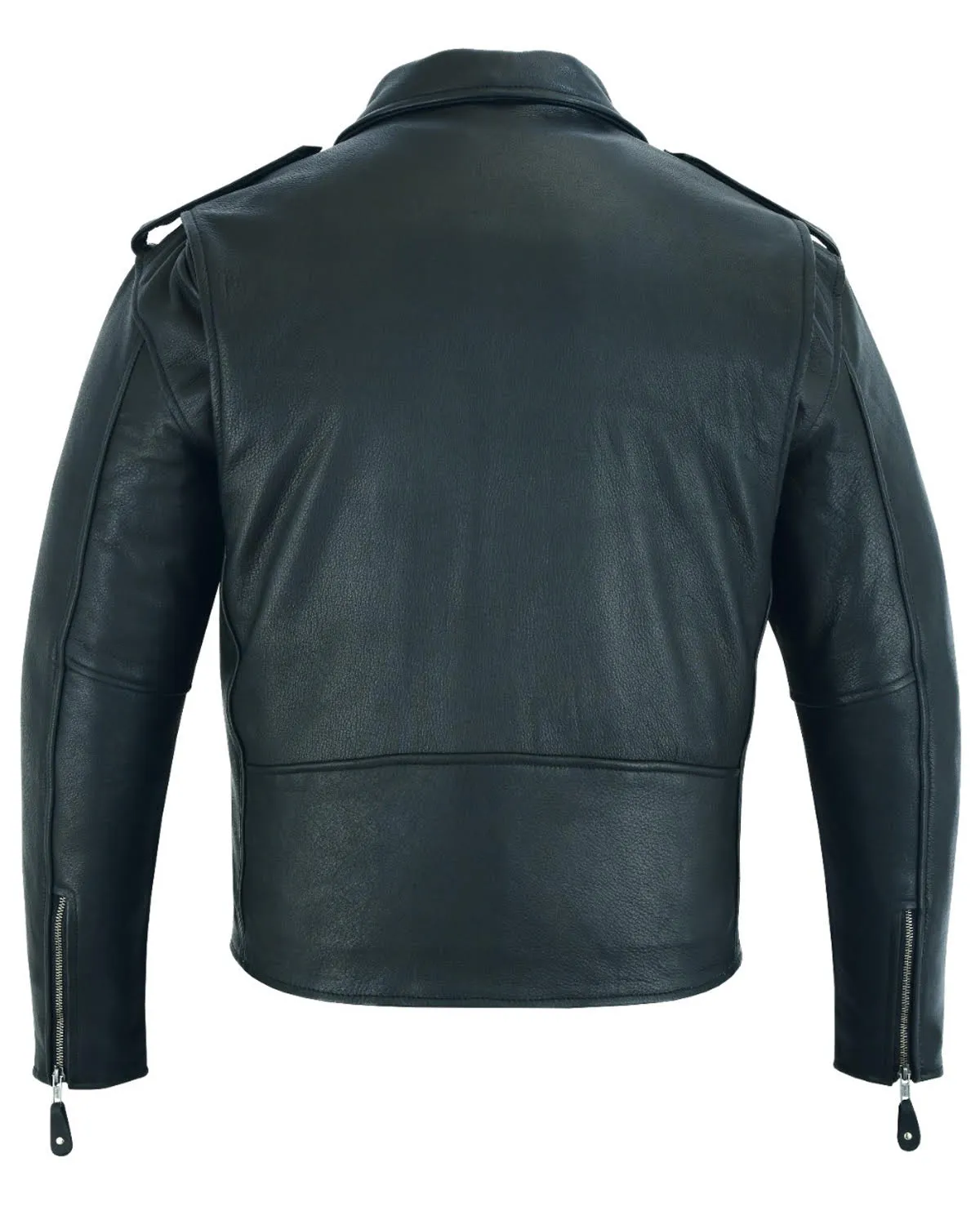 Men's Classic Motorcycle Jacket with Quilted Lining Premium Cowhide Leather