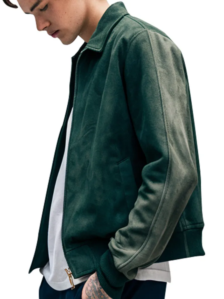 Men's Green Suede Bomber Jacket