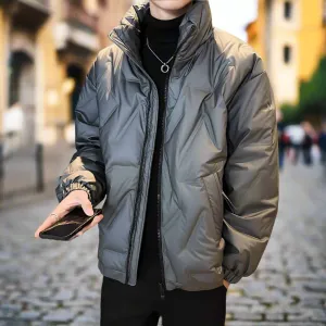 Mens High Collar Quilted Jacket