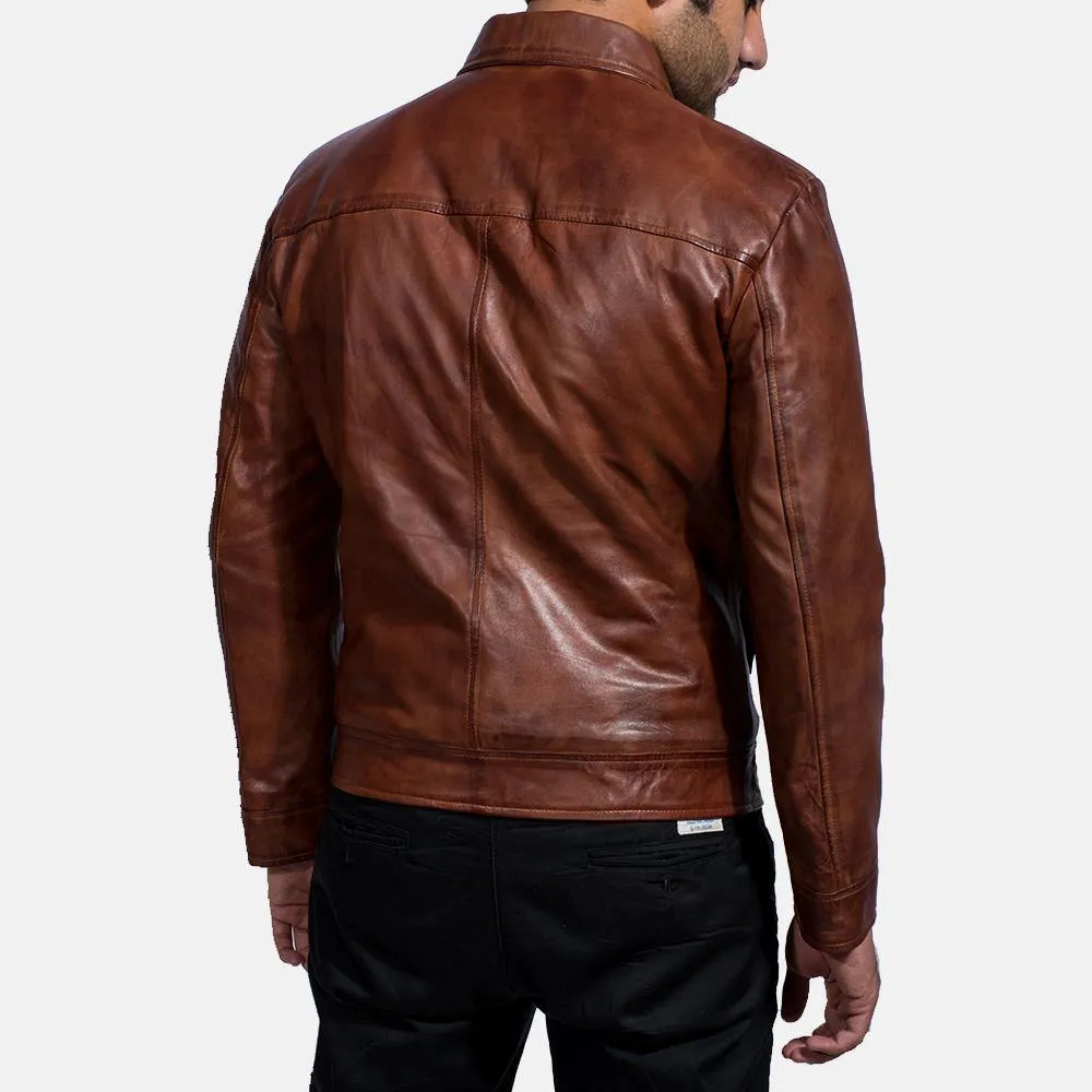 Men's Inferno Distressed Brown Sheepskin Leather Jacket