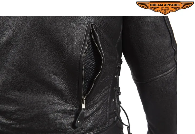 Mens Leather Jacket With Air-Vents