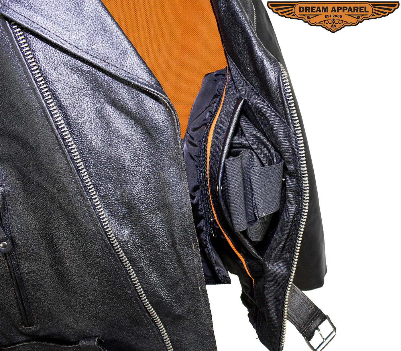 Mens Leather Motorcycle Jacket With Eagle