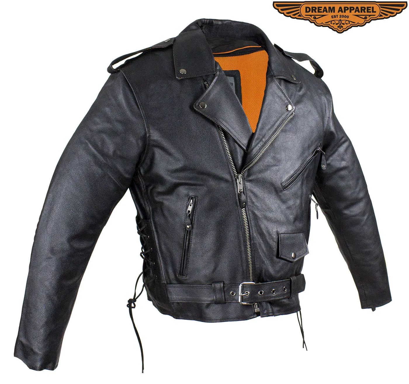 Mens Leather Motorcycle Jacket With Eagle