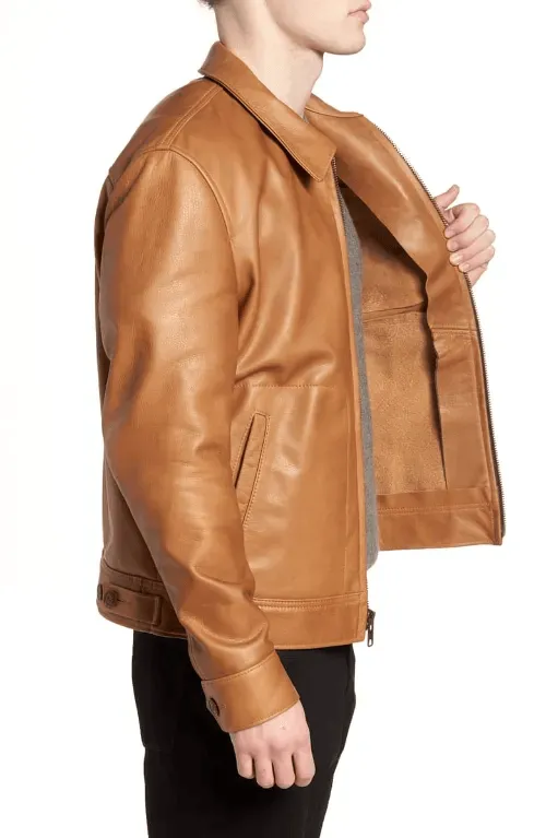 Mens Light Tan Leather Jacket