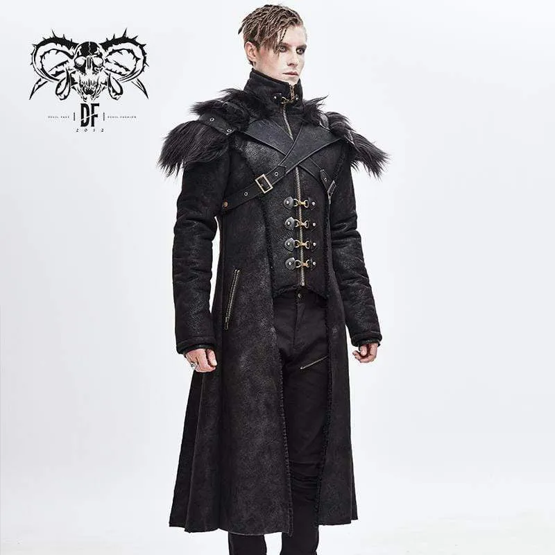 Men's Punk Fur Shoulder Winter Coats