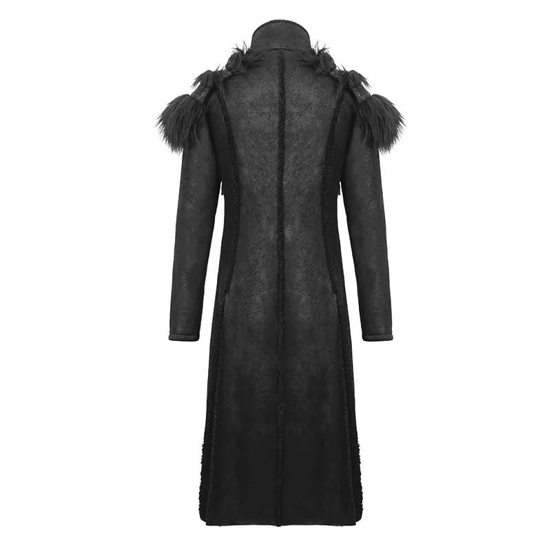 Men's Punk Fur Shoulder Winter Coats