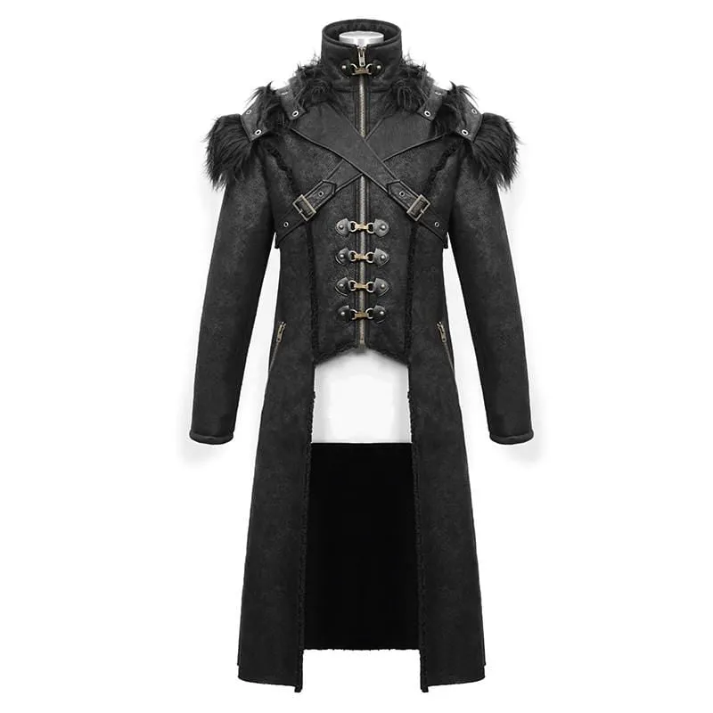 Men's Punk Fur Shoulder Winter Coats