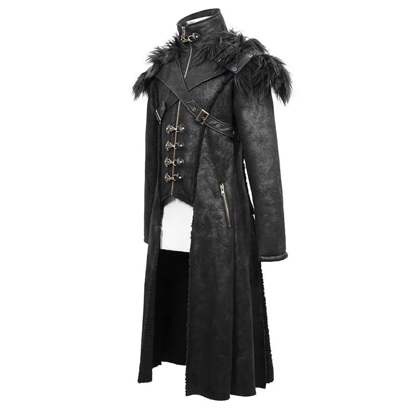 Men's Punk Fur Shoulder Winter Coats