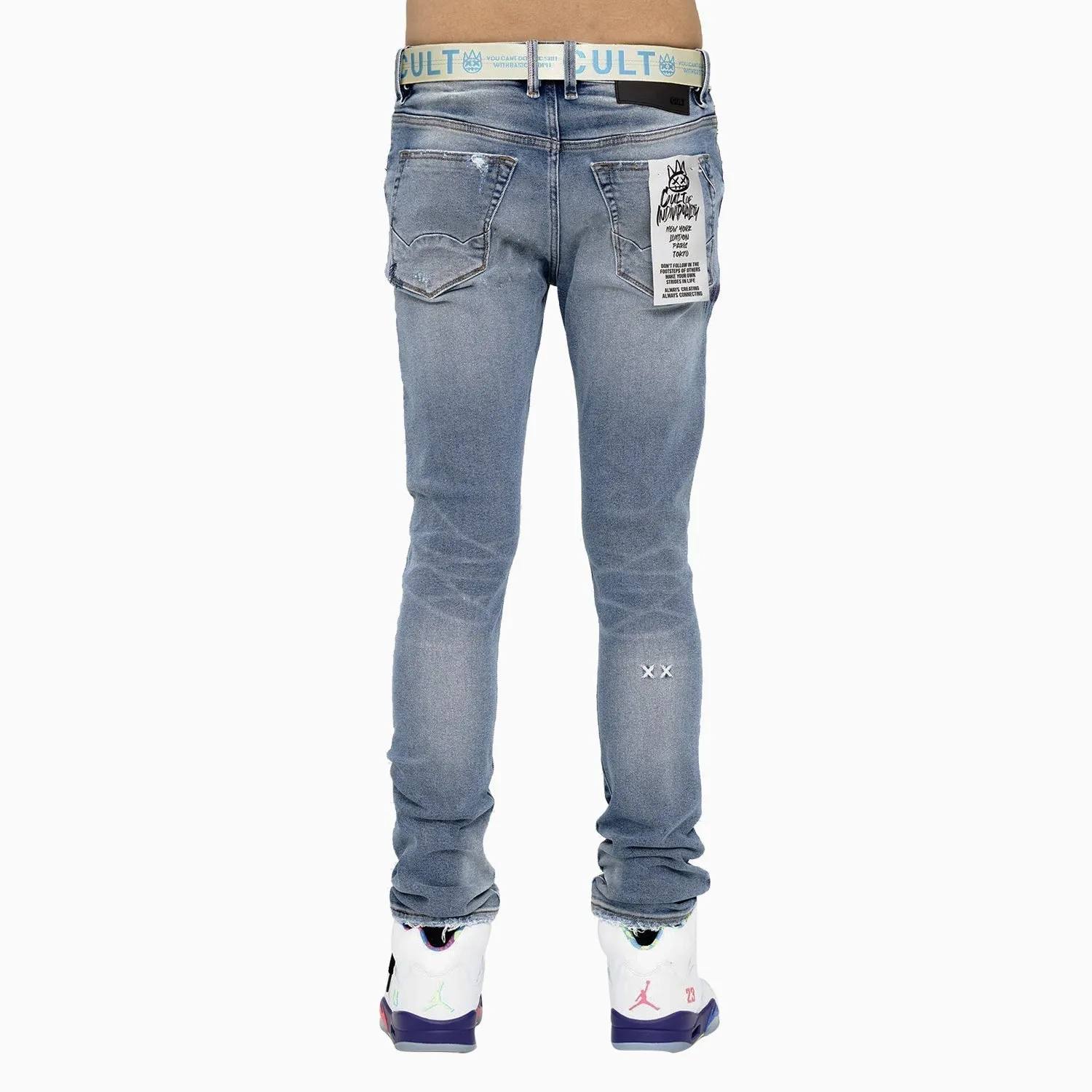 Men's Punk Super Skinny Belted In Taylor Denim Jeans