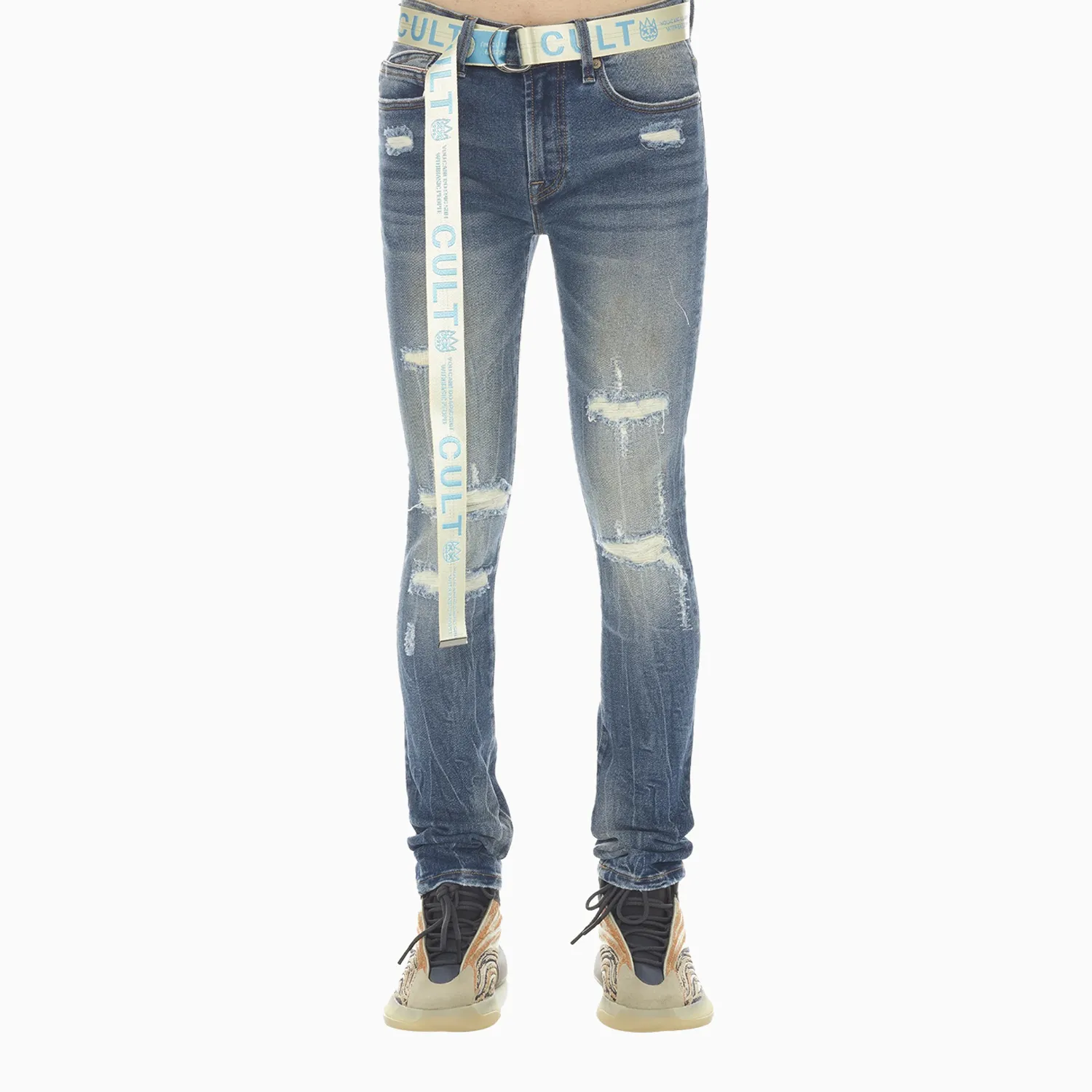 Men's Punk Super Skinny Stretch With Belt