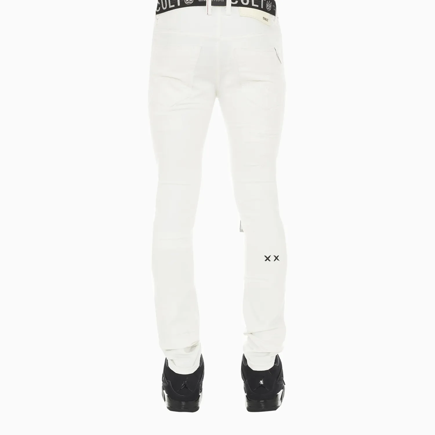 Men's Punk Super Skinny Stretch With White Belt