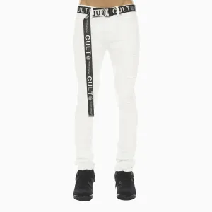 Men's Punk Super Skinny Stretch With White Belt