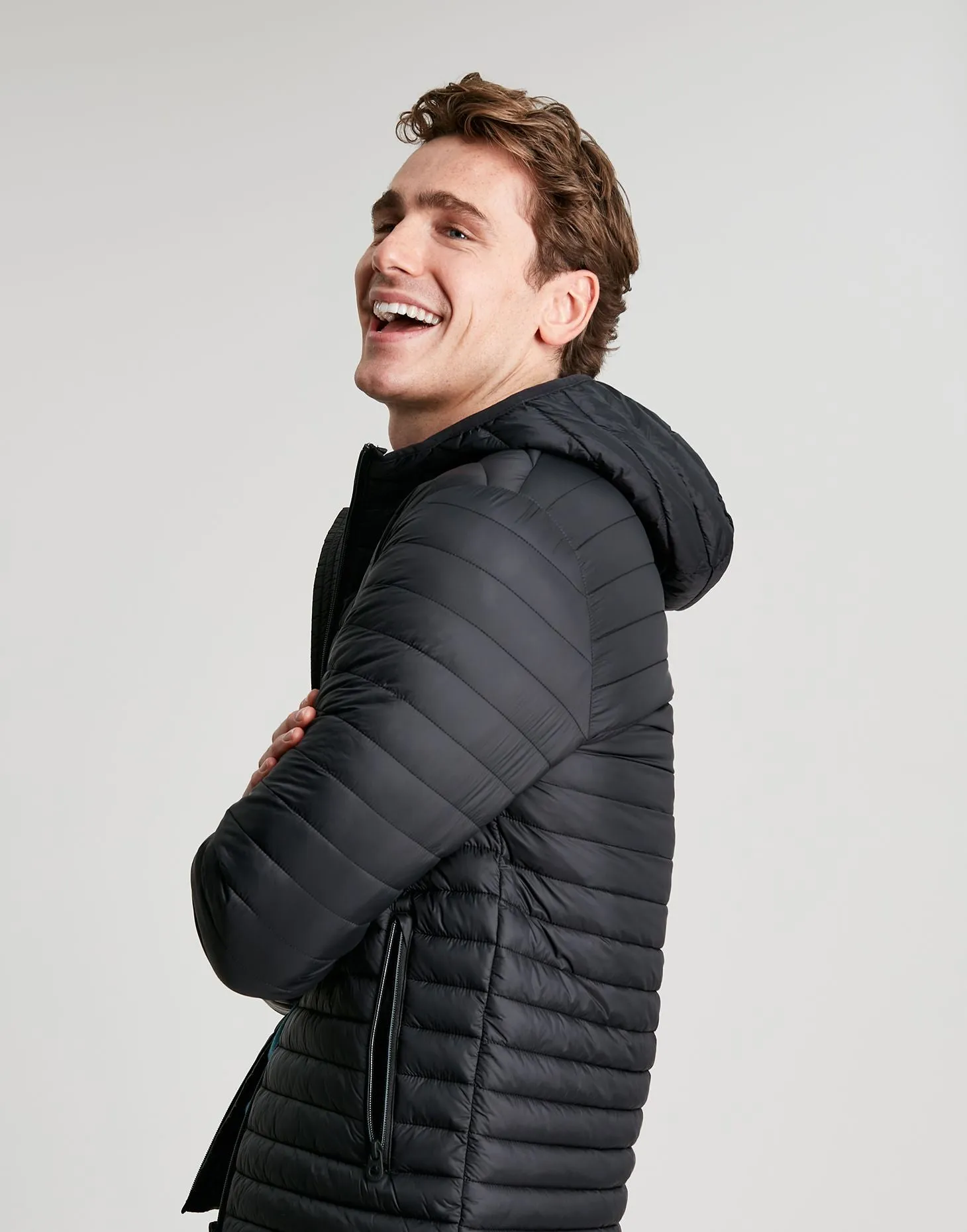 Men's Snug Hooded Padded Jacket - Black