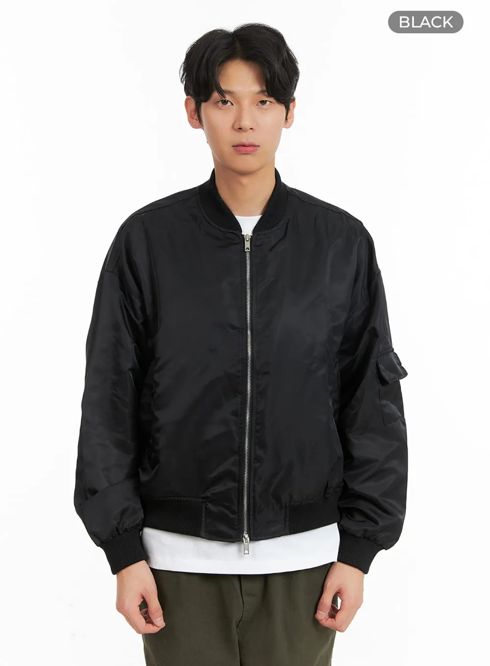 Men's Solid Bomber Jacket IA401