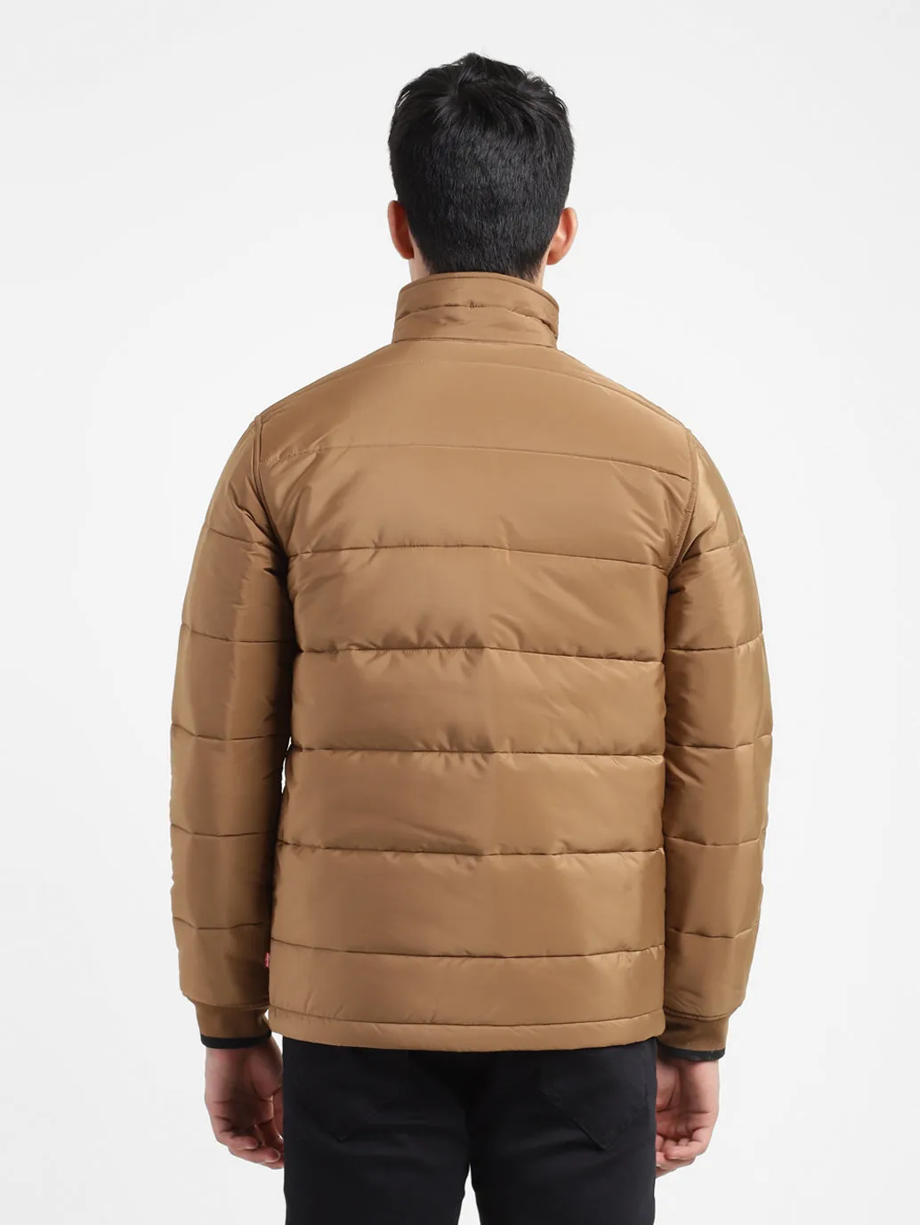 Men's Solid High Neck Quilted Jacket