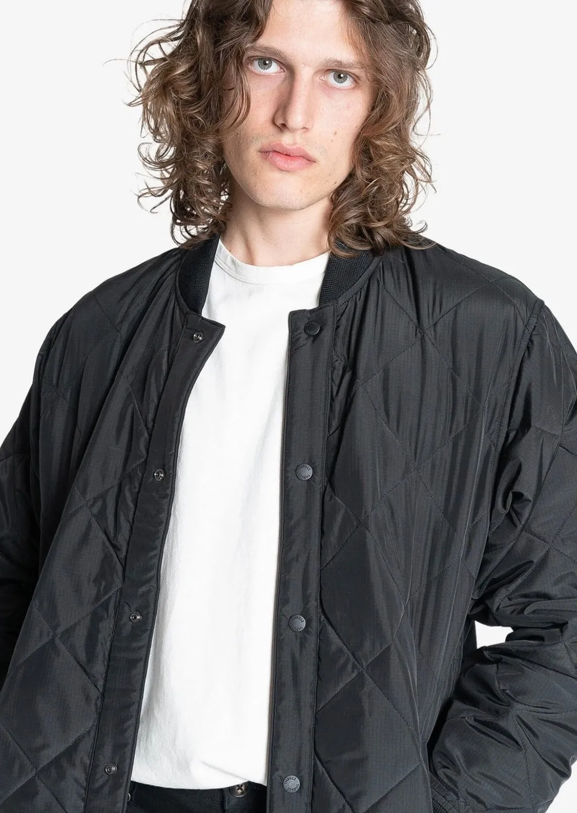 Minimal Quilt Work Jacket Black