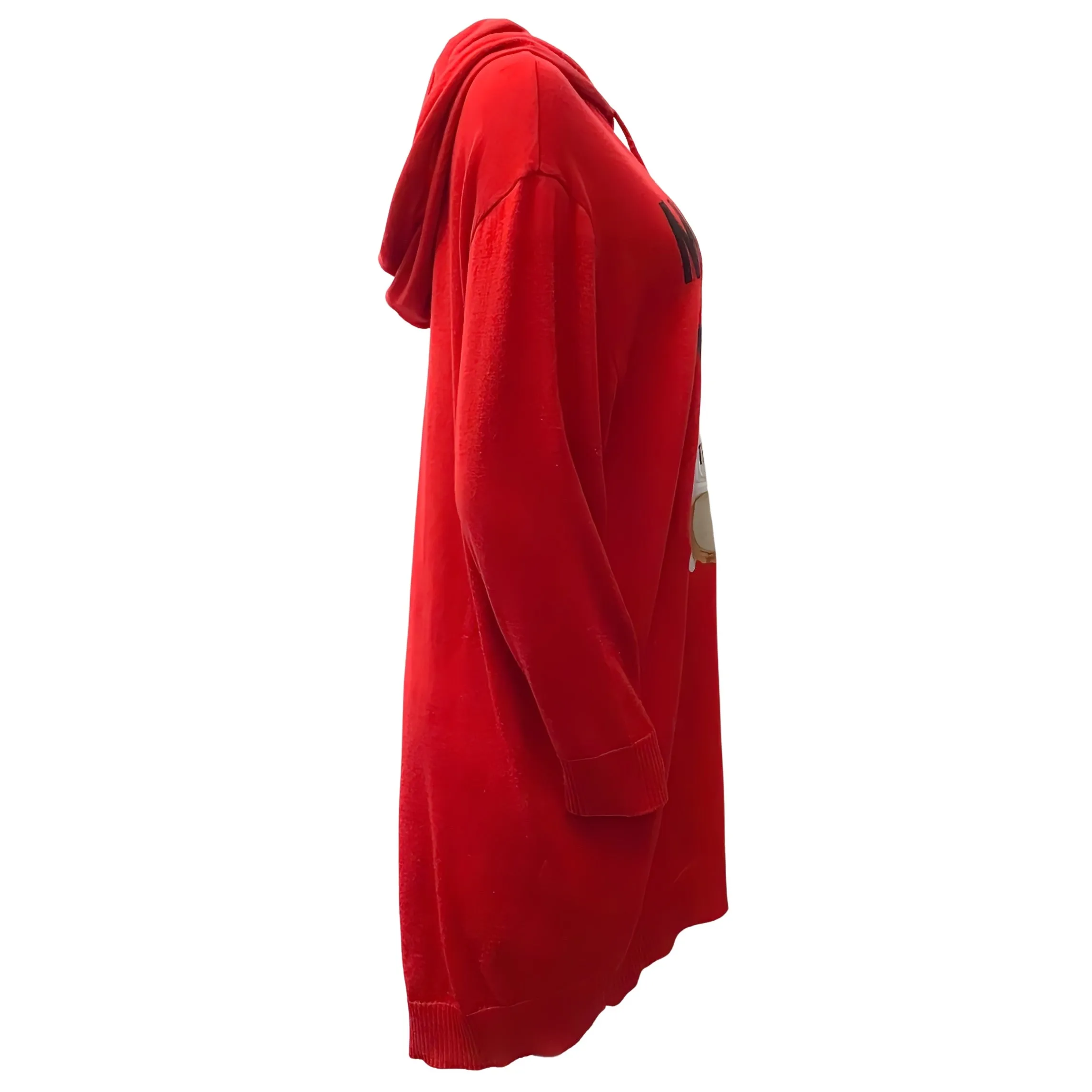 Moschino Red Wool Teddy Hoodie Dress