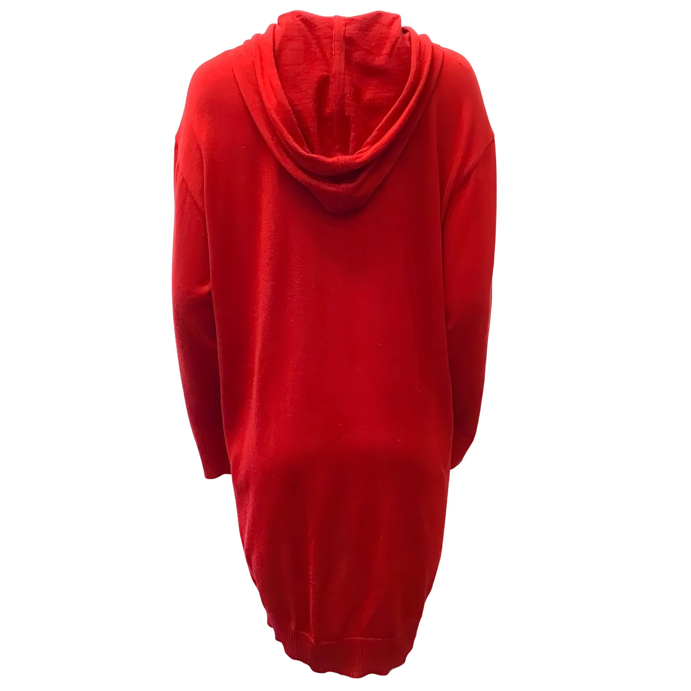 Moschino Red Wool Teddy Hoodie Dress