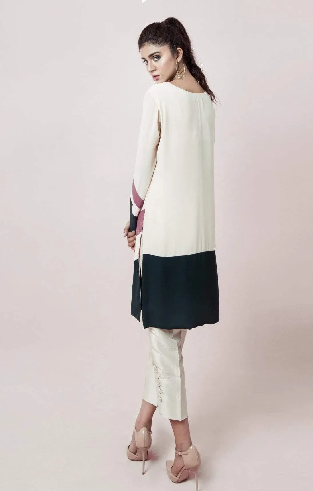 Natasha Kamal - Hand-Stitched V Colour Block Tunic (One Piece)