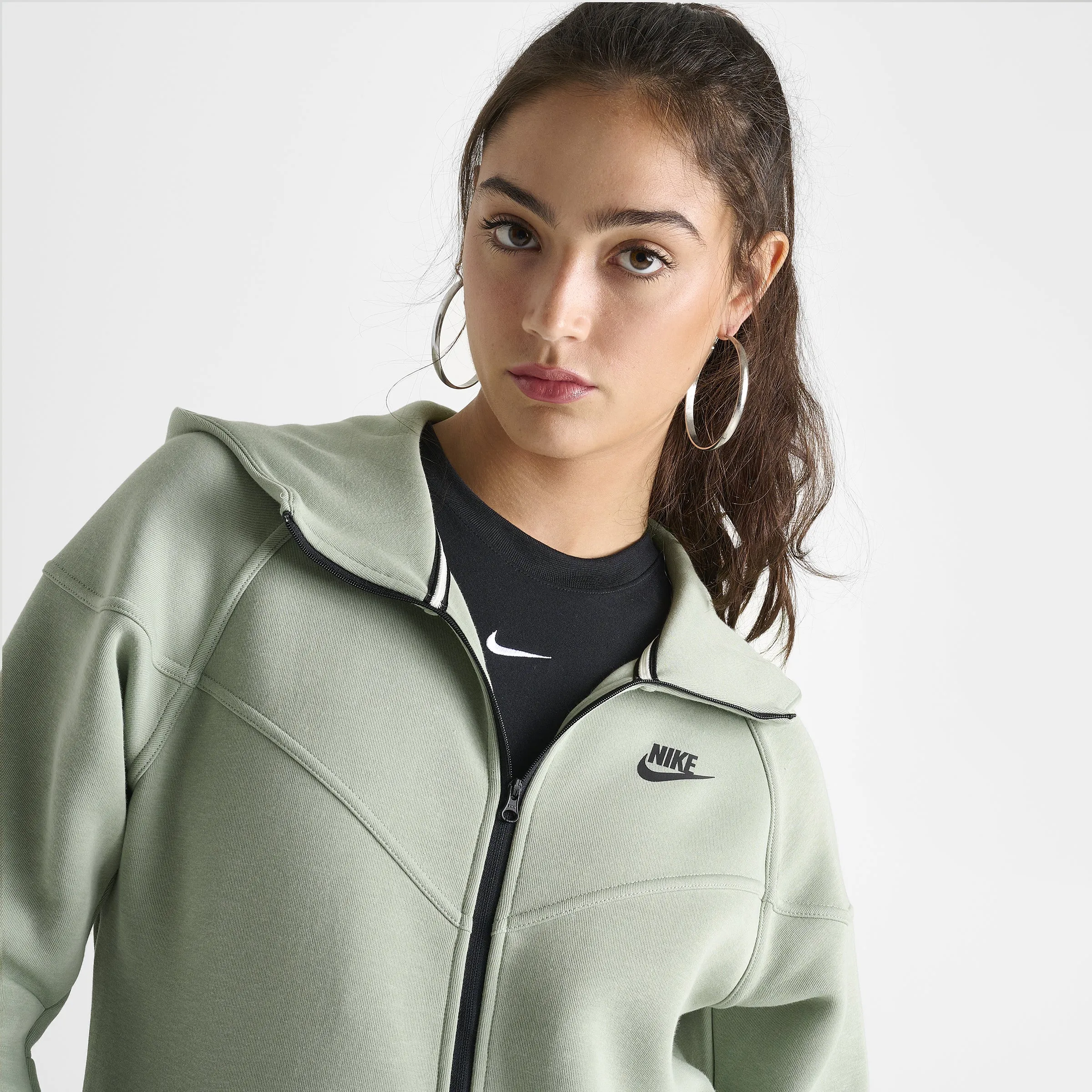 Nike Sportswear Women's Tech Fleece Windrunner Full Zip Hoodie Jade Horizon / Black