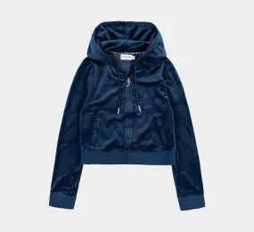 OG Big Bling Velour Womens Hoodie (Regal Blue)