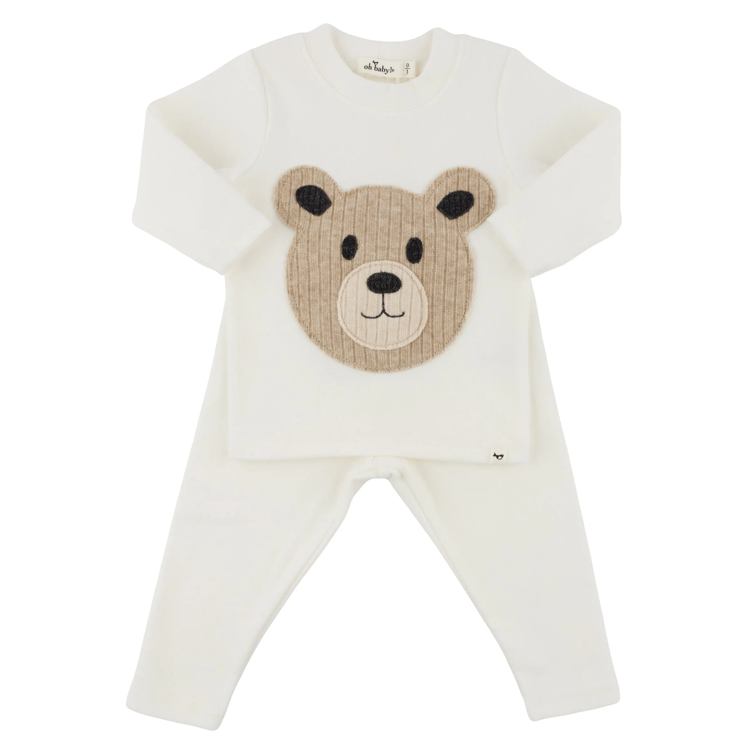 oh baby! Two Piece Set - Round Teddy Bear Face - Cream