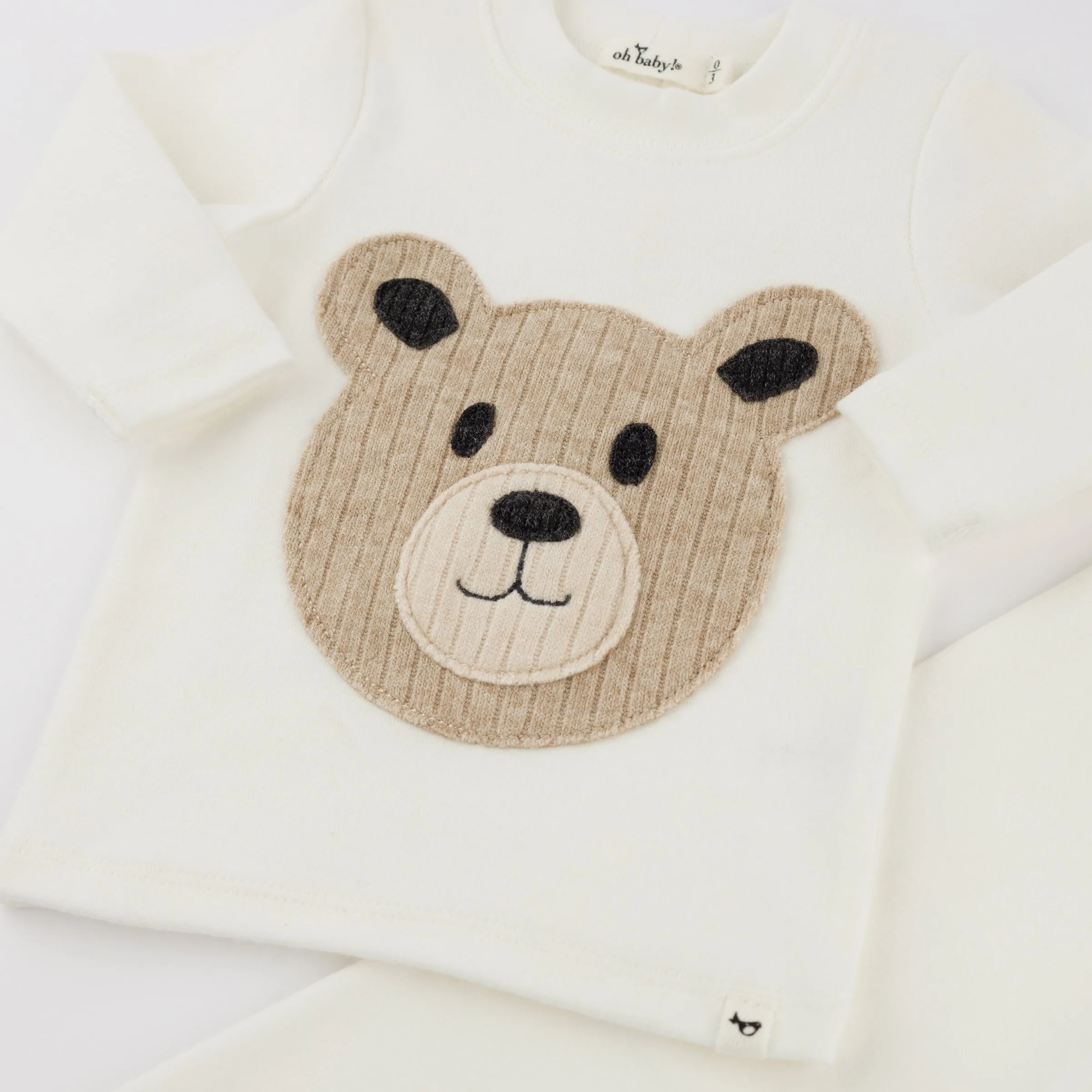 oh baby! Two Piece Set - Round Teddy Bear Face - Cream