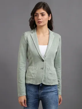 Olive Green Full Sleeve Solid Women Jacket