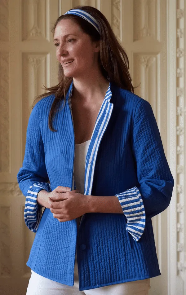 'Opera' Cotton Reversible | Blue Stripe