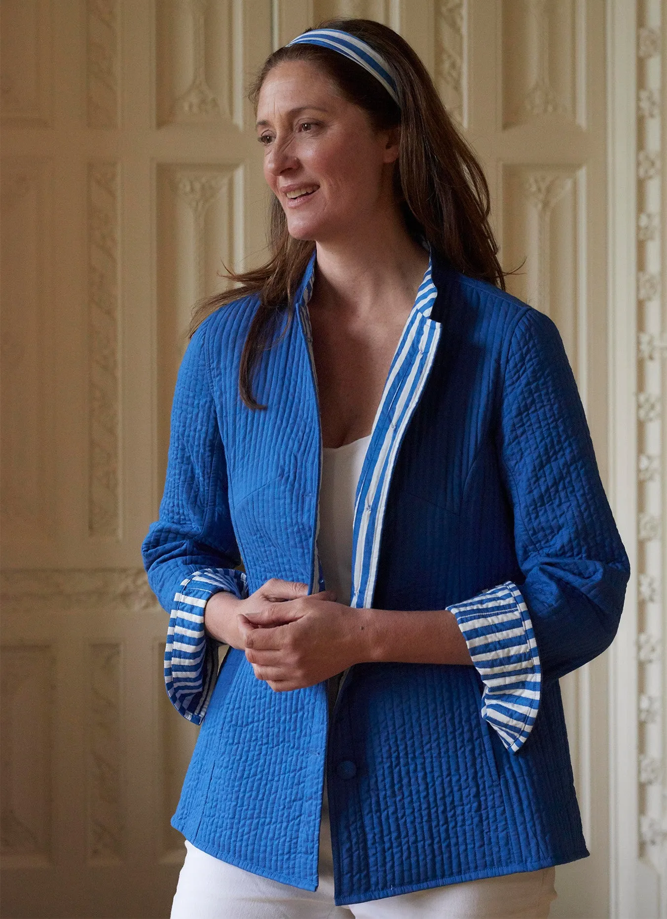 'Opera' Cotton Reversible | Blue Stripe