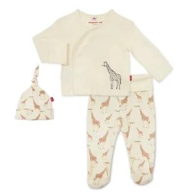 Organic Magnetic 3 piece Kimono Set - Jolie Giraffe