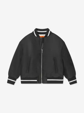 Palm Angels Boys Curved Logo Bomber Jacket in Black