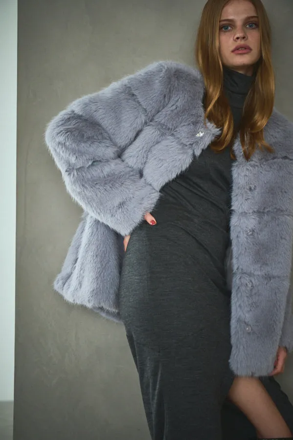 Pre-order Coco Faux Fur Coat <br>-Blue.gry-