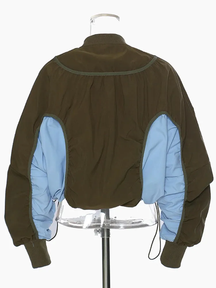 Pre Order:  Contrast Drawstring Oversized Bomber Jacket