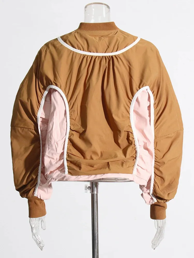 Pre Order:  Contrast Drawstring Oversized Bomber Jacket