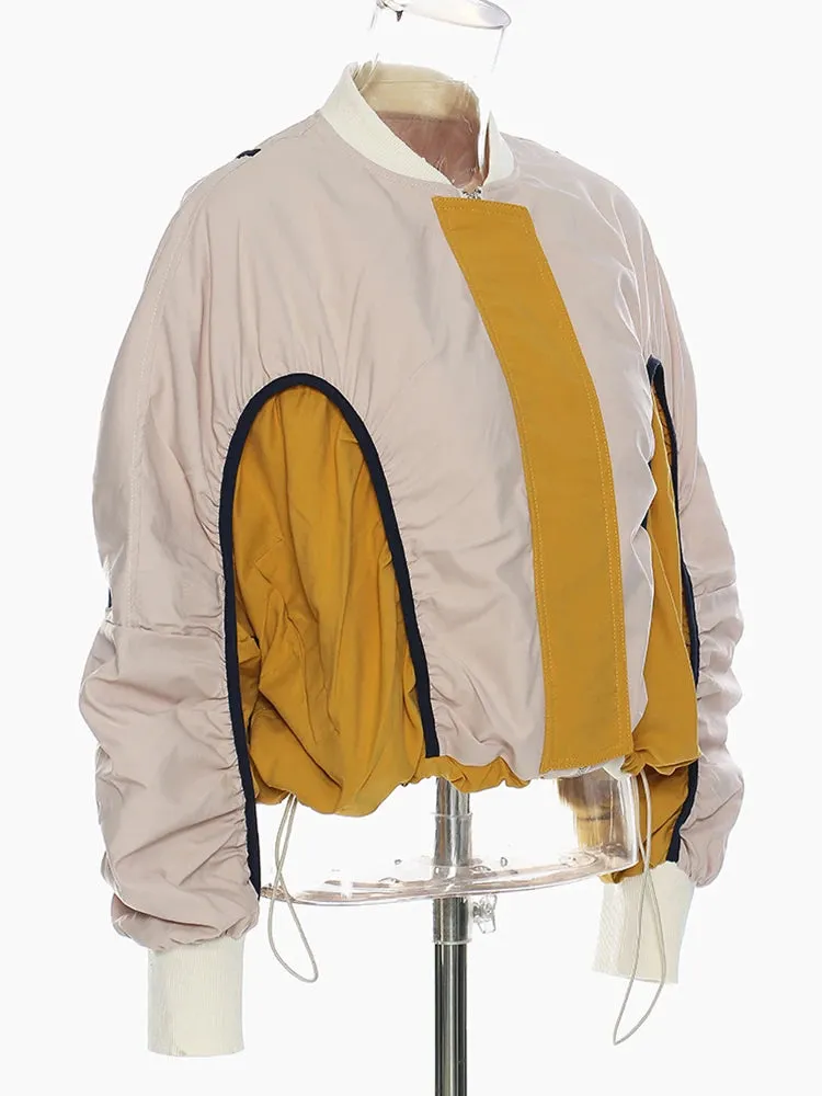 Pre Order:  Contrast Drawstring Oversized Bomber Jacket