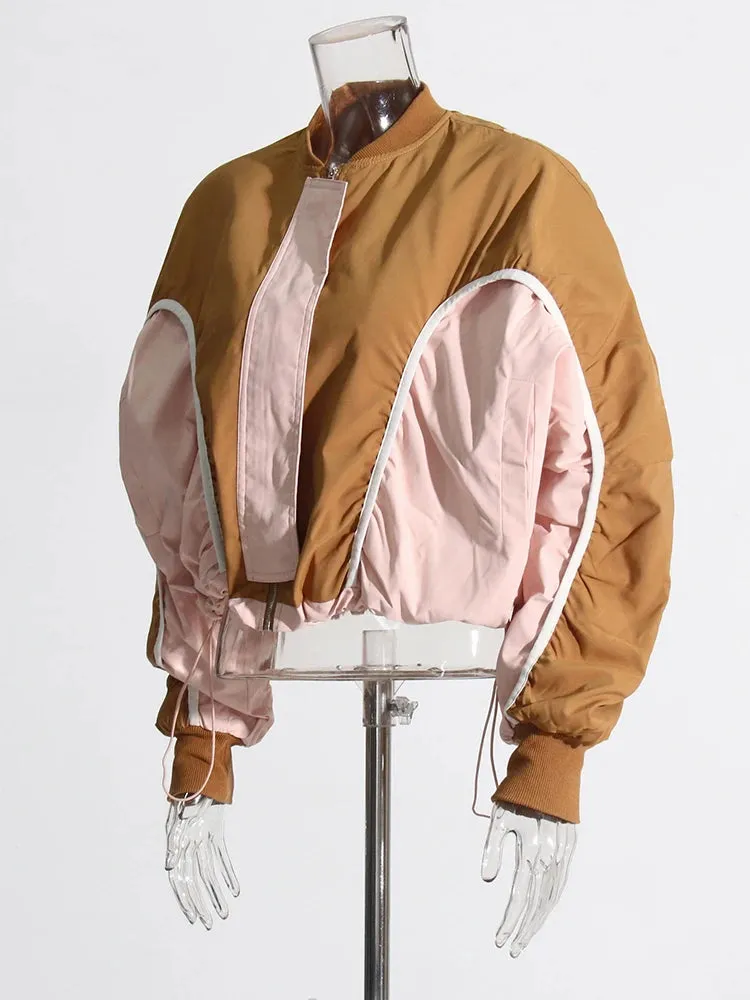 Pre Order:  Contrast Drawstring Oversized Bomber Jacket