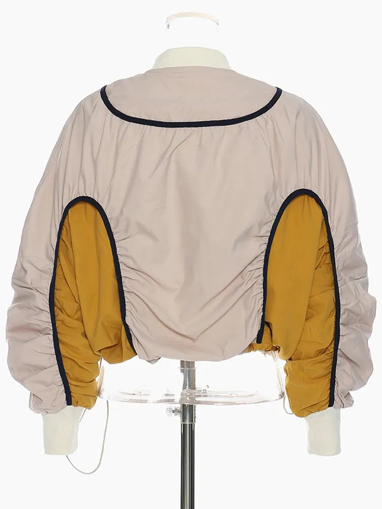 Pre Order:  Contrast Drawstring Oversized Bomber Jacket