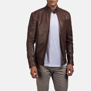 Premium Brown Cowhide Leather Biker Jacket