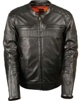 Premium Quality New Style Fashion Men's Black Quilted Pattern Scooter Motorbike Leather Jacket