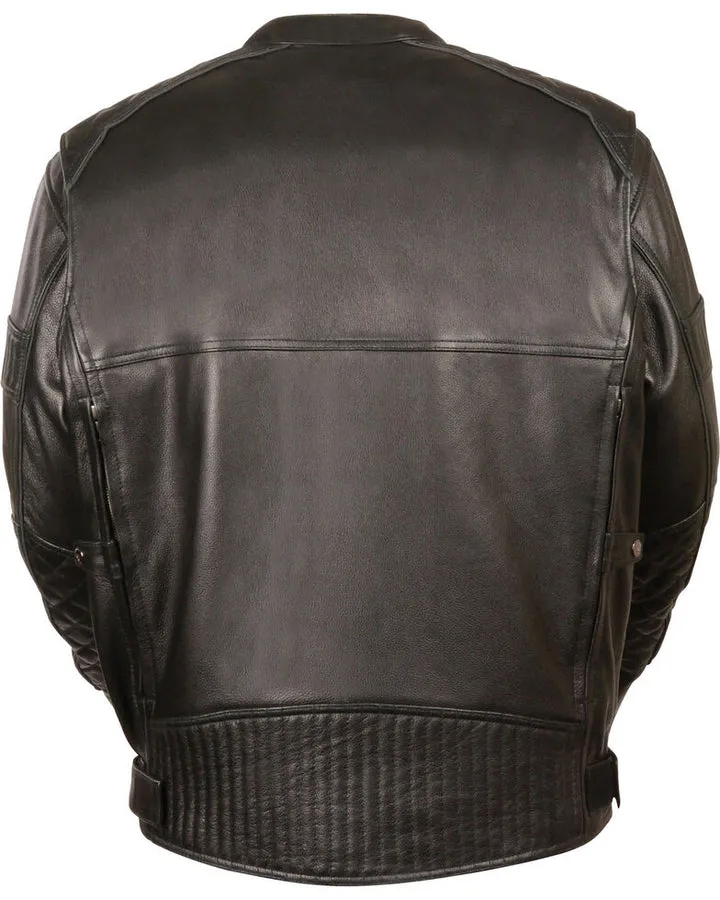 Premium Quality New Style Fashion Men's Black Quilted Pattern Scooter Motorbike Leather Jacket