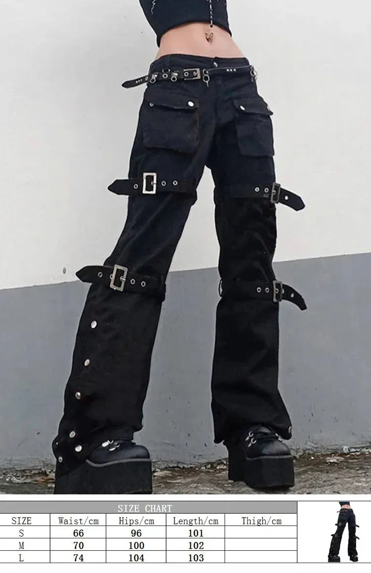 Punk Dark Denim Bandage Halloween Alt Pants