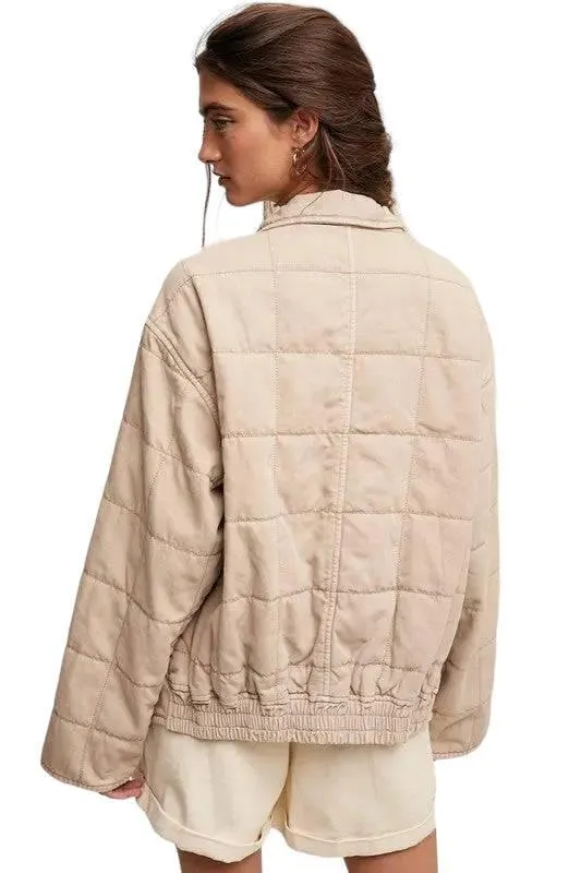 Quilted denim zip jacket